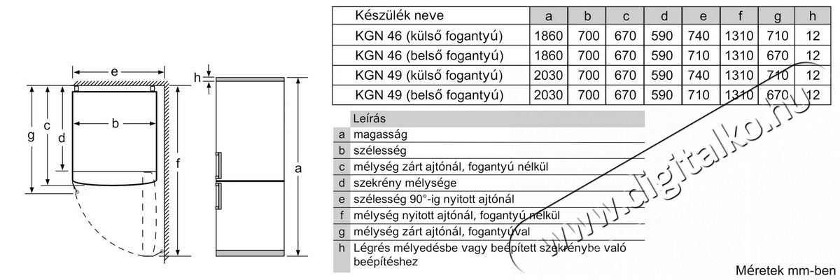 Bosch KGN49XLEA Alulfagyaszt&oacute;s hűtőszekr&eacute;ny Konyhai term&eacute;kek - Hűtő, fagyaszt&oacute; (szabadon&aacute;ll&oacute;) - Alulfagyaszt&oacute;s kombin&aacute;lt hűtő - 362774