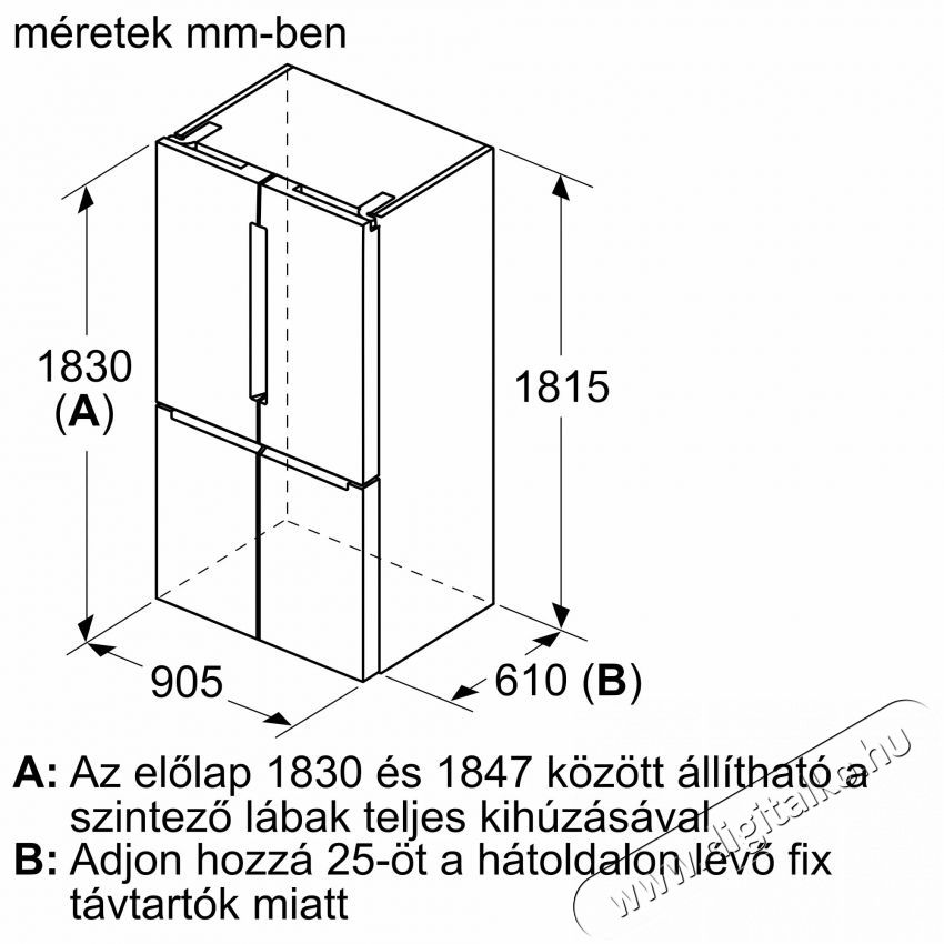 Bosch KFN96APEA Side by Side hűtőszekr&eacute;ny Konyhai term&eacute;kek - Hűtő, fagyaszt&oacute; (szabadon&aacute;ll&oacute;) - Amerikai t&iacute;pus&uacute; Side By Side hűtő - 372638