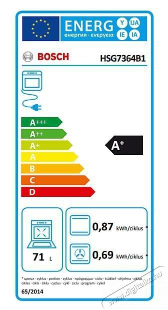 Bosch HSG7364B1 Konyhai term&eacute;kek - S&uuml;tő-főzőlap, tűzhely (be&eacute;p&iacute;thető) - S&uuml;tő (be&eacute;p&iacute;thető) - 492705