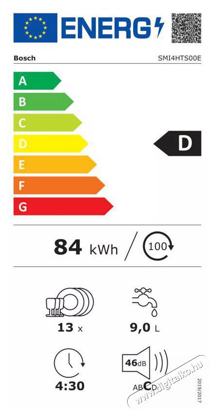 Bosch SMI4HTS00E Konyhai term&eacute;kek - Mosogat&oacute;g&eacute;p - Norm&aacute;l (60cm) be&eacute;p&iacute;thető mosogat&oacute;g&eacute;p - 492715