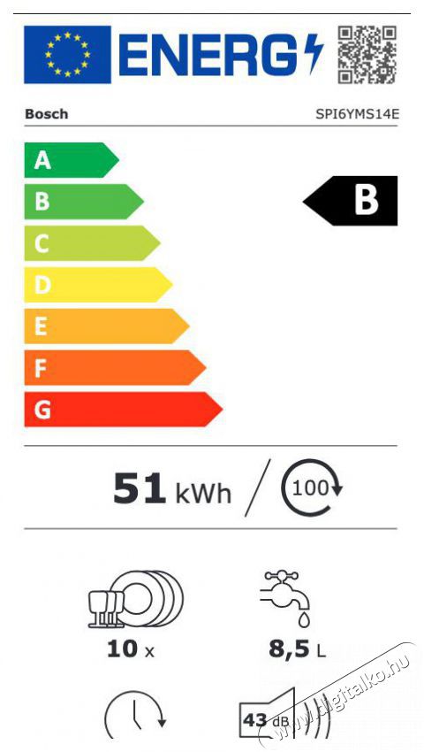 Bosch SPI6YMS14E be&eacute;p&iacute;thető mosogat&oacute;g&eacute;p Konyhai term&eacute;kek - Mosogat&oacute;g&eacute;p - Keskeny (45cm-ig) be&eacute;p&iacute;thető mosogat&oacute;g&eacute;p - 492727