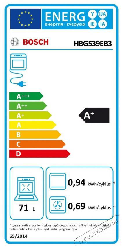 Bosch HBG539EB3 Serie 6 Konyhai term&eacute;kek - S&uuml;tő-főzőlap, tűzhely (be&eacute;p&iacute;thető) - S&uuml;tő (be&eacute;p&iacute;thető) - 505650