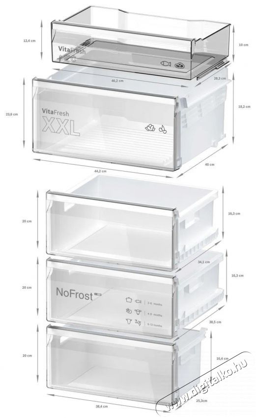 Bosch KGN362IBF Serie 4 Konyhai term&eacute;kek - Hűtő, fagyaszt&oacute; (szabadon&aacute;ll&oacute;) - Alulfagyaszt&oacute;s kombin&aacute;lt hűtő - 509415
