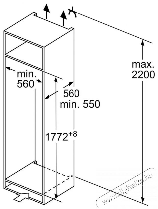 Bosch KIV87NSE0 Serie 2 Konyhai term&eacute;kek - Hűtő, fagyaszt&oacute; (be&eacute;p&iacute;thető) - Alulfagyaszt&oacute;s kombin&aacute;lt hűtő - 509308