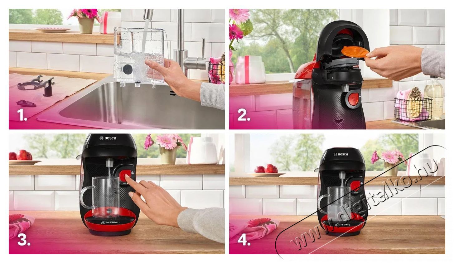 Bosch TAS103E TASSIMO HAPPY friendly Konyhai term&eacute;kek - K&aacute;v&eacute;főző / k&aacute;v&eacute;&ouml;rlő / kieg&eacute;sz&iacute;tő - Kapszul&aacute;s / podos k&aacute;v&eacute;főző - 512634