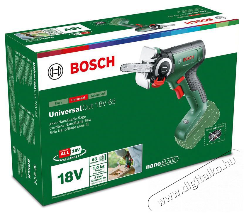 Bosch AKU UniversalCut 18V-65 (AKU n&eacute;lk&uuml;l) 0.603.3D5.200 egykezes l&aacute;ncfűr&eacute;sz H&aacute;ztart&aacute;s / Otthon / K&uuml;lt&eacute;r - K&uuml;lt&eacute;r / kerti term&eacute;k / grill - L&aacute;ncfűr&eacute;sz - 518542