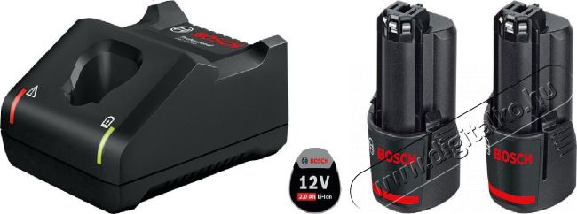 Bosch 2&times; GBA 12V 2.0Ah + GAL 12V-40 Akkuk &eacute;s t&ouml;ltők - Li-ion akkumul&aacute;tor &eacute;s t&ouml;ltő (gy&aacute;ri) - Szettben - 518527