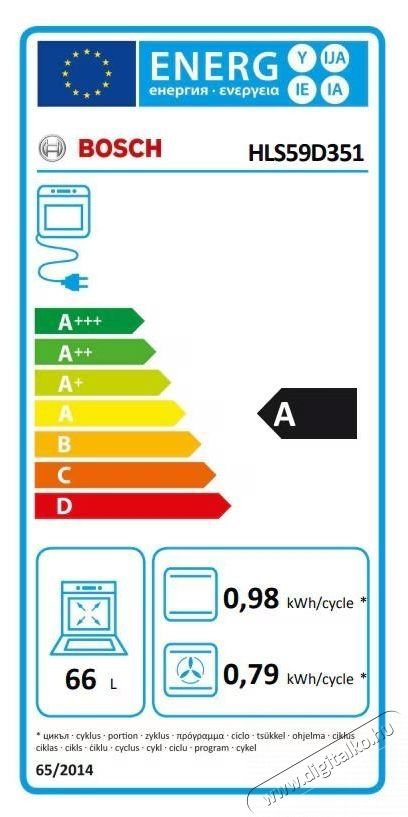 Bosch HLS59D351 Elektromos tűzhely, Indukci&oacute;s főzőlap, 4 főzőz&oacute;na, Elektronikus vez&eacute;rl&eacute;s, Elektromos s&uuml;tő, 66 L Konyhai term&eacute;kek - S&uuml;tő-főzőlap, tűzhely (szabadon&aacute;ll&oacute;) - Elektromos tűzhely (szabadon&aacute;ll&oacute;) - 533090