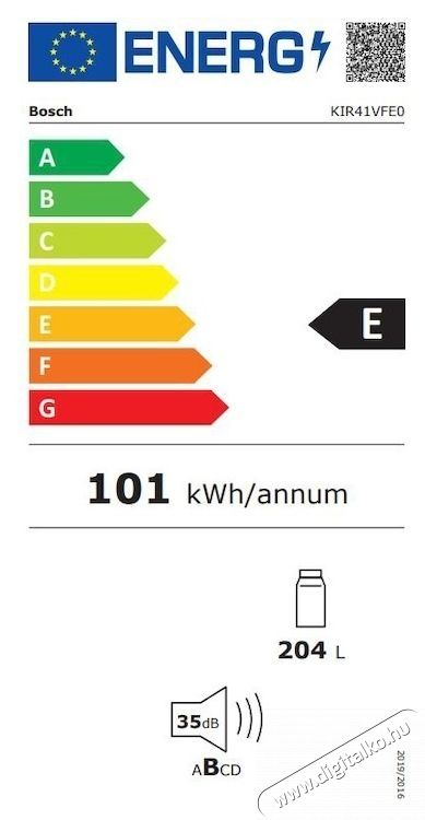 Bosch KIR41VFE0 Be&eacute;p&iacute;thető egyajt&oacute;s hűtőszekr&eacute;ny, 204L, EcoAirflow, LED vil&aacute;g&iacute;t&aacute;s, FreshSense, E energiaoszt&aacute;ly, 122 cm Konyhai term&eacute;kek - Hűtő, fagyaszt&oacute; (be&eacute;p&iacute;thető) - Egyajt&oacute;s hűtő - 533047