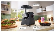 Bosch MFWS440B h&uacute;sdar&aacute;l&oacute;, 1900 W, 2,5 kg/perc, 2 v&aacute;g&aacute;ssal ell&aacute;tott k&eacute;s, kolb&aacute;szhoz/t&ouml;lt&ouml;tt z&ouml;lds&eacute;gekhez &eacute;s kebb&eacute;hez val&oacute; tartoz&eacute;k, fekete Konyhai term&eacute;kek - Konyhai kisg&eacute;p (elők&eacute;sz&iacute;t&eacute;s / feldolgoz&aacute;s) - H&uacute;sdar&aacute;l&oacute; - 533055