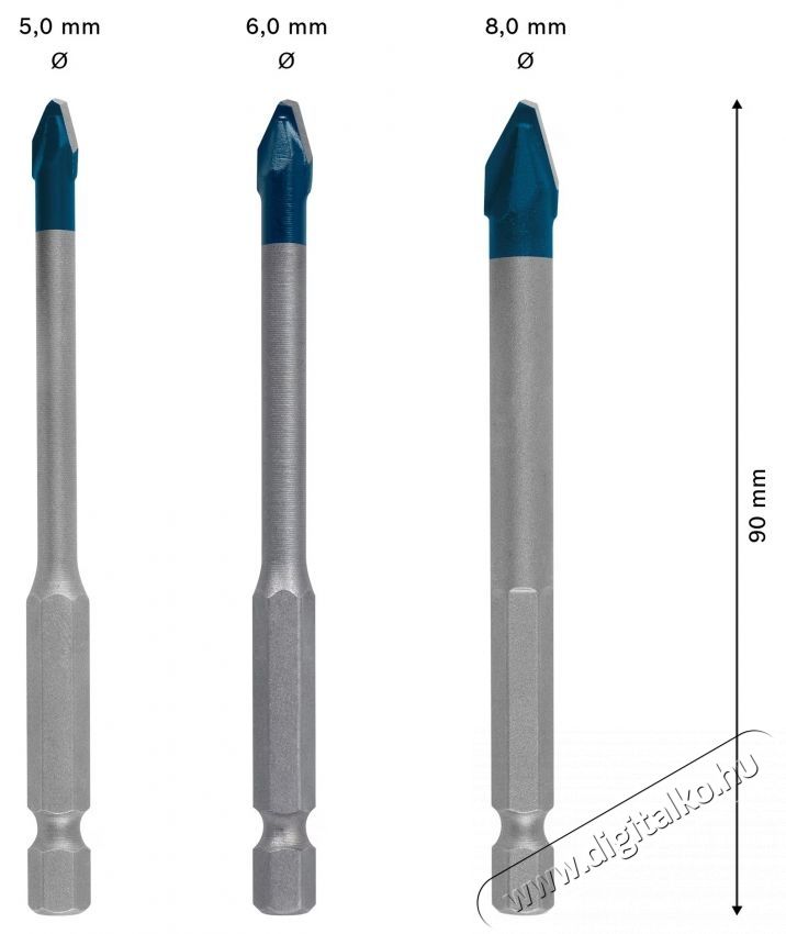 Bosch 3 db HEX-9 EXPERT f&uacute;r&oacute;sz&aacute;r k&eacute;szlet ker&aacute;mia csemp&eacute;hez, &aacute;tm&eacute;rő 5/6/8 mm, hossz 90 mm H&aacute;ztart&aacute;s / Otthon / K&uuml;lt&eacute;r - Szersz&aacute;m - Kieg&eacute;sz&iacute;tő, tartoz&eacute;k - 535008