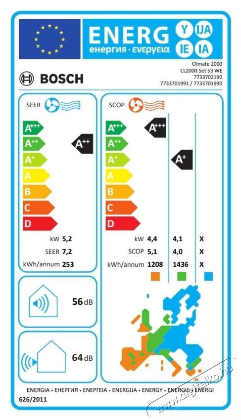 Bosch Climate 2000 kl&iacute;ma, 18000 BTU, A++/A+, Hideg kataliz&aacute;tor szűrő, Wind Avoid Me funkci&oacute;, Follow-me funkci&oacute;, Feh&eacute;r H&aacute;ztart&aacute;s / Otthon / K&uuml;lt&eacute;r - Ventil&aacute;tor / L&eacute;gkondicion&aacute;l&oacute; - Split kl&iacute;ma - 536206