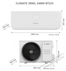 Bosch Climate 3000i Kl&iacute;ma, ECO m&oacute;d, LED kijelző, 24000 BTU, A ++ / A + energiaoszt&aacute;ly, Feh&eacute;r H&aacute;ztart&aacute;s / Otthon / K&uuml;lt&eacute;r - Ventil&aacute;tor / L&eacute;gkondicion&aacute;l&oacute; - Split kl&iacute;ma - 536201