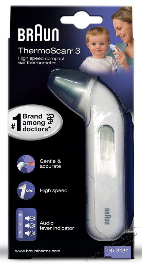 BRAUN IRT3030 ThermoScan 3 infrav&ouml;r&ouml;s f&uuml;lhőm&eacute;rő Sz&eacute;ps&eacute;g&aacute;pol&aacute;s / Eg&eacute;szs&eacute;g - L&aacute;zm&eacute;rő - 331103