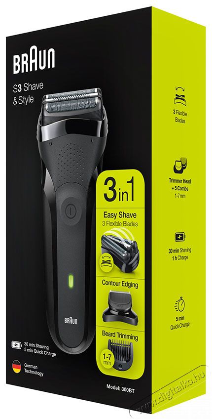 BRAUN 300BT borotva - fekete Sz&eacute;ps&eacute;g&aacute;pol&aacute;s / Eg&eacute;szs&eacute;g - Szőrtelen&iacute;tő / borotva - F&eacute;rfi borotva - 364329