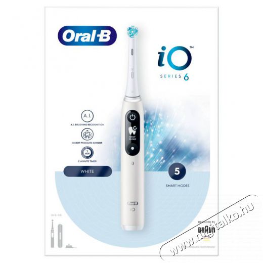 BRAUN Oral-B iO6 elektromos fogkefe feh&eacute;r Sz&eacute;ps&eacute;g&aacute;pol&aacute;s / Eg&eacute;szs&eacute;g - Sz&aacute;j / fog &aacute;pol&aacute;s - Elektromos fogkefe - 372257