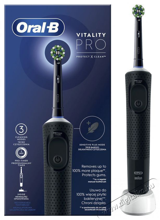 BRAUN Oral-B D103 elektromos fogkefe Vitality Black Sz&eacute;ps&eacute;g&aacute;pol&aacute;s / Eg&eacute;szs&eacute;g - Sz&aacute;j / fog &aacute;pol&aacute;s - Elektromos fogkefe - 399686