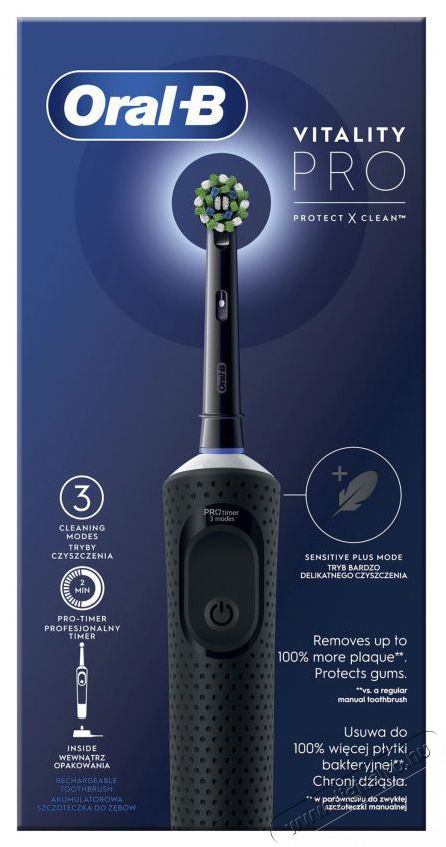 BRAUN Oral-B D103 elektromos fogkefe Vitality Black Sz&eacute;ps&eacute;g&aacute;pol&aacute;s / Eg&eacute;szs&eacute;g - Sz&aacute;j / fog &aacute;pol&aacute;s - Elektromos fogkefe - 399686