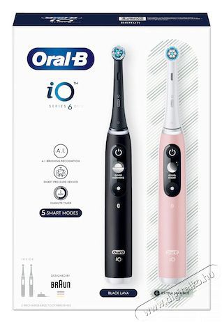 BRAUN Oral-B iO6 elektromos fogkefe DuoPack White + Pink Sz&eacute;ps&eacute;g&aacute;pol&aacute;s / Eg&eacute;szs&eacute;g - Sz&aacute;j / fog &aacute;pol&aacute;s - Elektromos fogkefe - 399342