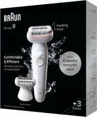 BRAUN Silk-&eacute;pil 9 9-030 Epil&aacute;tor feh&eacute;r/r&oacute;zsasz&iacute;n Sz&eacute;ps&eacute;g&aacute;pol&aacute;s / Eg&eacute;szs&eacute;g - Szőrtelen&iacute;tő / borotva - Női szőrtelen&iacute;tő - 500993