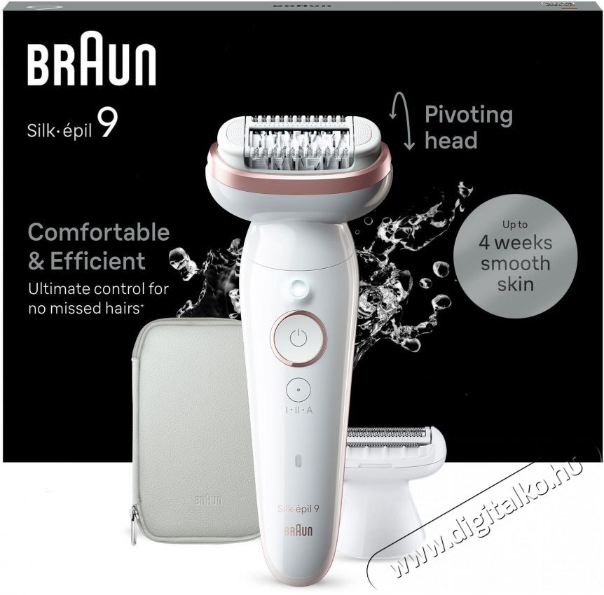 BRAUN Silk-&eacute;pil 9 9-030 Epil&aacute;tor feh&eacute;r/r&oacute;zsasz&iacute;n Sz&eacute;ps&eacute;g&aacute;pol&aacute;s / Eg&eacute;szs&eacute;g - Szőrtelen&iacute;tő / borotva - Női szőrtelen&iacute;tő - 500993