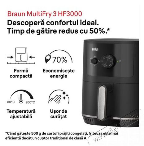 BRAUN HF3000 FORR&Oacute;LEVEGŐS S&Uuml;TŐ Konyhai term&eacute;kek - Konyhai kisg&eacute;p (s&uuml;t&eacute;s / főz&eacute;s / hűt&eacute;s / &eacute;telk&eacute;sz&iacute;t&eacute;s) - L&eacute;gkever&eacute;ses főzőg&eacute;p / elektromos kukta / multifunkci&oacute;s s&uuml;tő - 502913