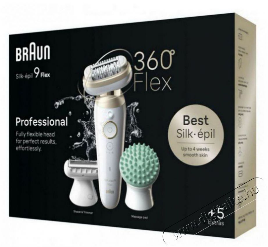 BRAUN Silk-&eacute;pil 9 Flex 9-071 3D, feh&eacute;r/arany Sz&eacute;ps&eacute;g&aacute;pol&aacute;s / Eg&eacute;szs&eacute;g - Szőrtelen&iacute;tő / borotva - Női szőrtelen&iacute;tő - 503124