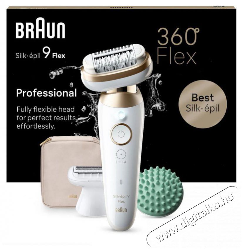 BRAUN Silk-&eacute;pil 9 Flex 9-071 3D, feh&eacute;r/arany Sz&eacute;ps&eacute;g&aacute;pol&aacute;s / Eg&eacute;szs&eacute;g - Szőrtelen&iacute;tő / borotva - Női szőrtelen&iacute;tő - 503124