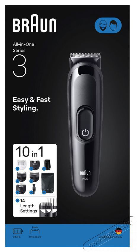 BRAUN Series 3 AIO3560 7in1 Sz&eacute;ps&eacute;g&aacute;pol&aacute;s / Eg&eacute;szs&eacute;g - Haj&aacute;pol&aacute;s - Haj / szak&aacute;ll v&aacute;g&oacute;, ny&iacute;r&oacute; - 510427