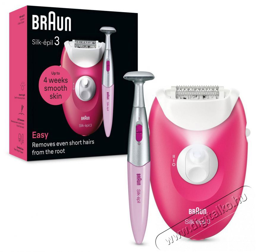 BRAUN Silk-&eacute;pil 3 3-202, m&aacute;lna Sz&eacute;ps&eacute;g&aacute;pol&aacute;s / Eg&eacute;szs&eacute;g - Szőrtelen&iacute;tő / borotva - Női szőrtelen&iacute;tő - 511831