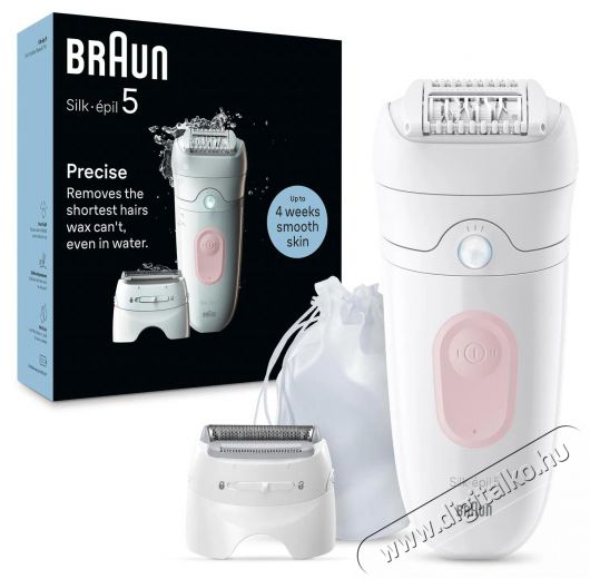 BRAUN Silk-&eacute;pil 5 5-030 Feh&eacute;r/R&oacute;zsasz&iacute;n Sz&eacute;ps&eacute;g&aacute;pol&aacute;s / Eg&eacute;szs&eacute;g - Szőrtelen&iacute;tő / borotva - Női szőrtelen&iacute;tő - 511843