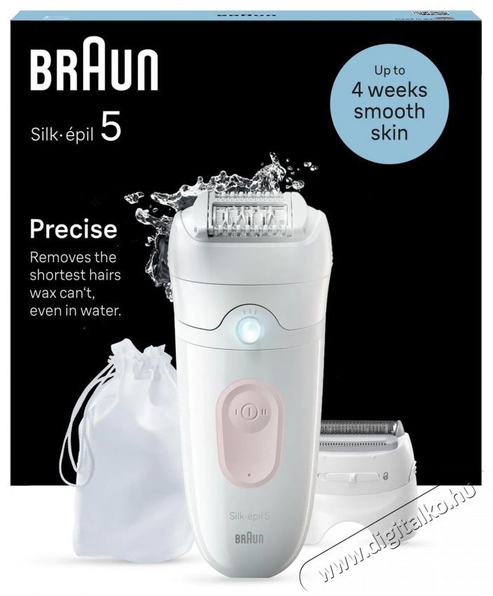 BRAUN Silk-&eacute;pil 5 5-030 Feh&eacute;r/R&oacute;zsasz&iacute;n Sz&eacute;ps&eacute;g&aacute;pol&aacute;s / Eg&eacute;szs&eacute;g - Szőrtelen&iacute;tő / borotva - Női szőrtelen&iacute;tő - 511843