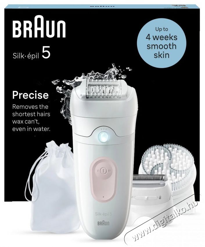 BRAUN Silk-&eacute;pil 5 5-060, Feh&eacute;r/R&oacute;zsasz&iacute;n Sz&eacute;ps&eacute;g&aacute;pol&aacute;s / Eg&eacute;szs&eacute;g - Szőrtelen&iacute;tő / borotva - Női szőrtelen&iacute;tő - 511835