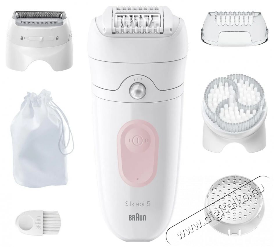 BRAUN Silk-&eacute;pil 5 5-060, Feh&eacute;r/R&oacute;zsasz&iacute;n Sz&eacute;ps&eacute;g&aacute;pol&aacute;s / Eg&eacute;szs&eacute;g - Szőrtelen&iacute;tő / borotva - Női szőrtelen&iacute;tő - 511835