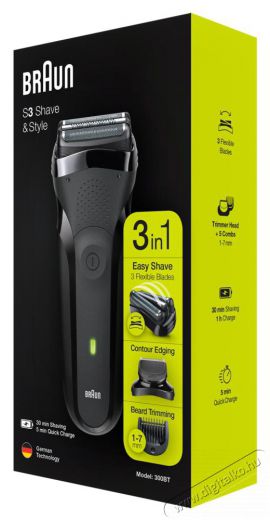 BRAUN Series 3 Shave&Style 300BT Sz&eacute;ps&eacute;g&aacute;pol&aacute;s / Eg&eacute;szs&eacute;g - Szőrtelen&iacute;tő / borotva - F&eacute;rfi borotva - 528529