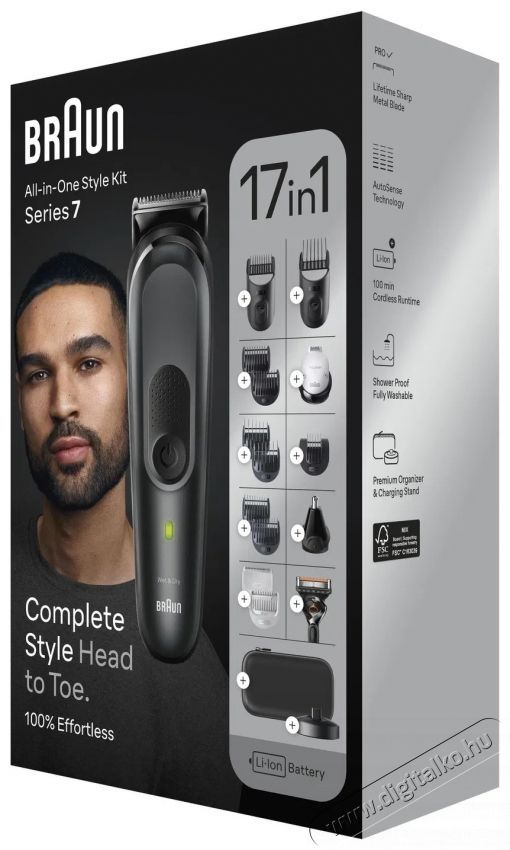 BRAUN MGK7491 All-In-One Series 7 - Hajv&aacute;g&oacute; szett Sz&eacute;ps&eacute;g&aacute;pol&aacute;s / Eg&eacute;szs&eacute;g - Haj&aacute;pol&aacute;s - Haj / szak&aacute;ll v&aacute;g&oacute;, ny&iacute;r&oacute; - 531255