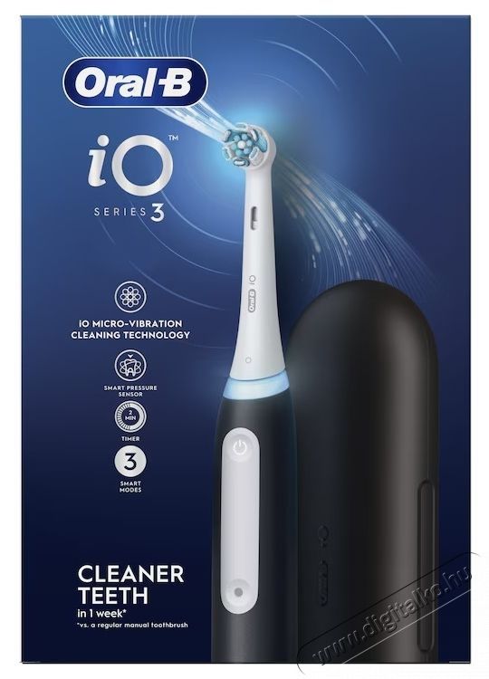BRAUN Oral-B iO3 elektromos fogkefe, 1 tartal&eacute;k elektromos fogkefe, 1 utaz&oacute; k&eacute;szlet, fekete Sz&eacute;ps&eacute;g&aacute;pol&aacute;s / Eg&eacute;szs&eacute;g - Sz&aacute;j / fog &aacute;pol&aacute;s - Elektromos fogkefe - 531353