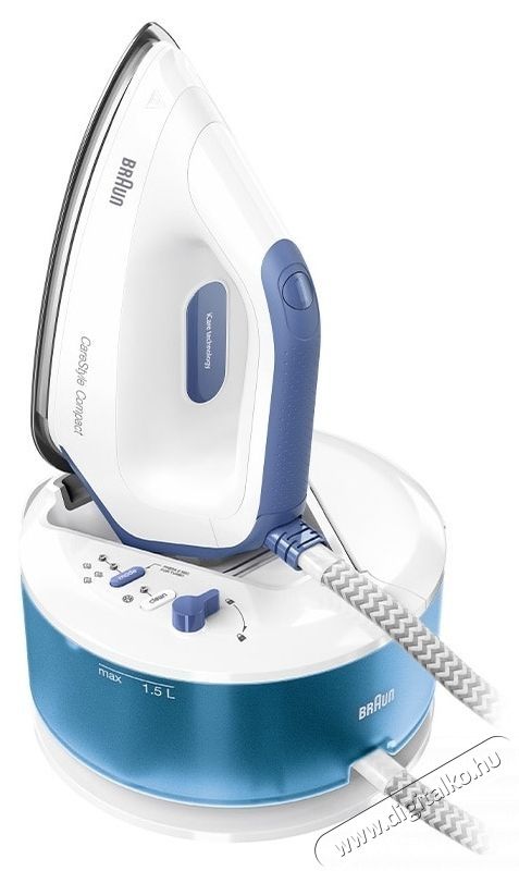 BRAUN CareStyle Compact IS2143BL Gőz&aacute;llom&aacute;s, 6bar, 125g/perc gőznyom&aacute;s, 420g/perc gőzl&ouml;ket, 1.5l tart&aacute;ly, EloxalPlus talp, Feh&eacute;r/K&eacute;k H&aacute;ztart&aacute;s / Otthon / K&uuml;lt&eacute;r - Vasal&oacute; - Gőz&aacute;llom&aacute;s - 533114