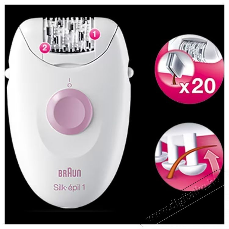 BRAUN Silk-Epil 1-010 epil&aacute;tor, Soft Lift, 20 csipesz, r&oacute;zsasz&iacute;n Sz&eacute;ps&eacute;g&aacute;pol&aacute;s / Eg&eacute;szs&eacute;g - Szőrtelen&iacute;tő / borotva - Női szőrtelen&iacute;tő - 533092
