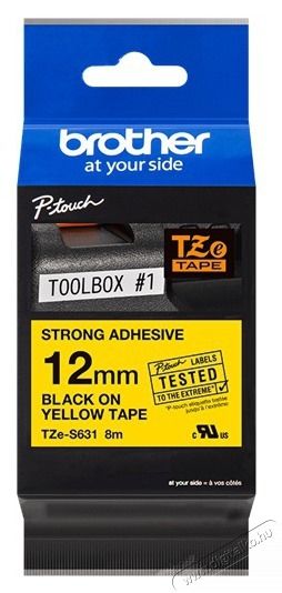 Brother Ptouch TZe-S631 12mmx8m s&aacute;rga alapon fekete betűs lamin&aacute;lt szalag Iroda &eacute;s sz&aacute;m&iacute;t&aacute;stechnika - Egy&eacute;b sz&aacute;m&iacute;t&aacute;stechnikai term&eacute;k - 436339