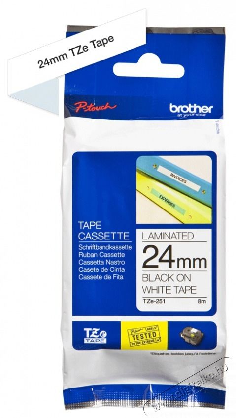 Brother TZe-251 24mmx8m feh&eacute;r/fekete lamin&aacute;lt szalag Iroda &eacute;s sz&aacute;m&iacute;t&aacute;stechnika - Egy&eacute;b sz&aacute;m&iacute;t&aacute;stechnikai term&eacute;k - 442134