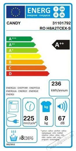 Candy RO H8A2TCEX-S Hőszivatty&uacute;s sz&aacute;r&iacute;t&oacute;g&eacute;p H&aacute;ztart&aacute;s / Otthon / K&uuml;lt&eacute;r - Mos&oacute;g&eacute;p / sz&aacute;r&iacute;t&oacute;g&eacute;p - Sz&aacute;r&iacute;t&oacute;g&eacute;p - 362707