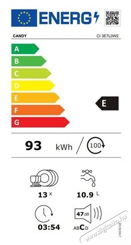 Candy CI 3E7L0W2 MOSOGAT&Oacute;G&Eacute;P BE&Eacute;P&Iacute;THETŐ 13 TER&Iacute;T&Eacute;K Konyhai term&eacute;kek - Mosogat&oacute;g&eacute;p - Norm&aacute;l (60cm) be&eacute;p&iacute;thető mosogat&oacute;g&eacute;p - 505350