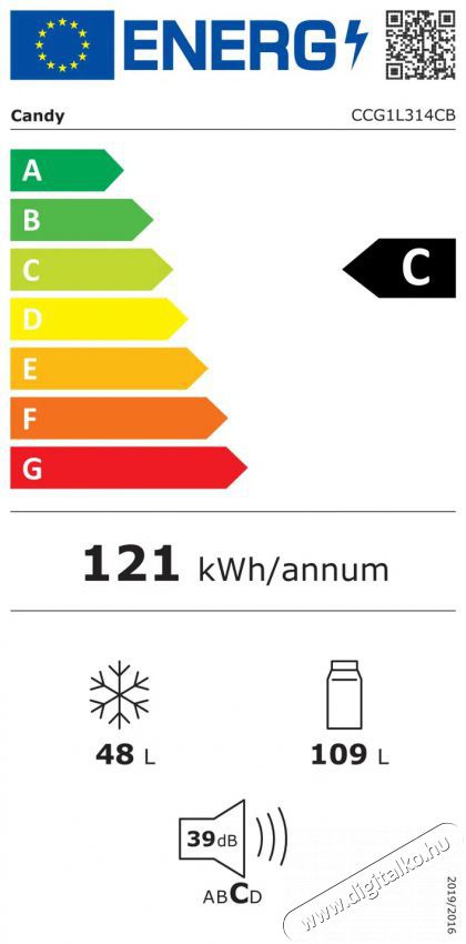 Candy CCG1L314CB Szabadon&aacute;ll&oacute; alulfagyaszt&oacute;s kombin&aacute;lt hűtő Konyhai term&eacute;kek - Hűtő, fagyaszt&oacute; (szabadon&aacute;ll&oacute;) - Alulfagyaszt&oacute;s kombin&aacute;lt hűtő - 527094