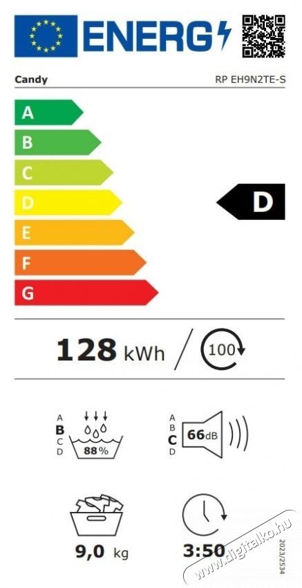 Candy Rapido RP EH9N2TE-S hőszivatty&uacute;s sz&aacute;r&iacute;t&oacute;g&eacute;p, 9 kg, Wi-Fi, EasyCase, Sz&aacute;r&iacute;t&aacute;si szenzor, Gyűrőd&eacute;smentes, D energiaoszt&aacute;ly, Feh&eacute;r H&aacute;ztart&aacute;s / Otthon / K&uuml;lt&eacute;r - Mos&oacute;g&eacute;p / sz&aacute;r&iacute;t&oacute;g&eacute;p - Sz&aacute;r&iacute;t&oacute;g&eacute;p - 536329