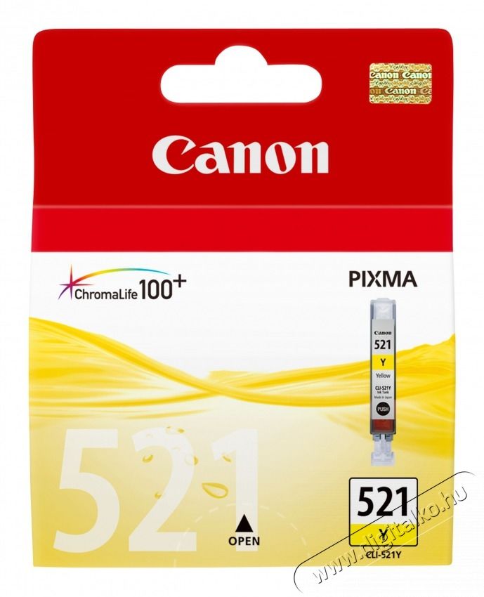 CANON CLI-521Y S&aacute;rga tintapatron Iroda &eacute;s sz&aacute;m&iacute;t&aacute;stechnika - Nyomtat&oacute; - Kieg&eacute;sz&iacute;tő - 385144
