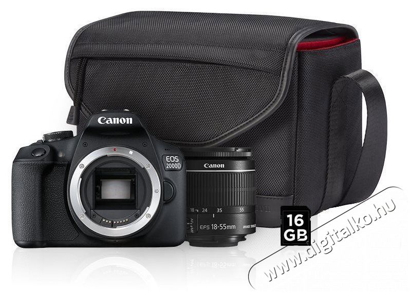 CANON EOS 2000D DSLR f&eacute;nyk&eacute;pezőg&eacute;p kit (18-55mm IS II objekt&iacute;vvel) + Canon t&aacute;ska + 16GB SD F&eacute;nyk&eacute;pezőg&eacute;p / kamera - DSLR t&uuml;k&ouml;rreflexes f&eacute;nyk&eacute;pezőg&eacute;p - 493790