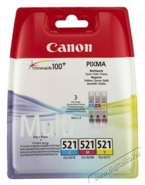 CANON patron CLI-521 Multipack 3 sz&iacute;n Iroda &eacute;s sz&aacute;m&iacute;t&aacute;stechnika - Nyomtat&oacute; - Kieg&eacute;sz&iacute;tő - 507405