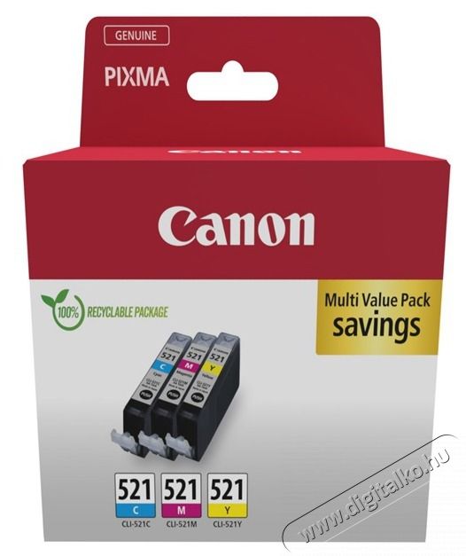CANON patron CLI-521 Multipack 3 sz&iacute;n Iroda &eacute;s sz&aacute;m&iacute;t&aacute;stechnika - Nyomtat&oacute; - Kieg&eacute;sz&iacute;tő - 507405