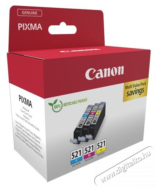 CANON patron CLI-521 Multipack 3 sz&iacute;n Iroda &eacute;s sz&aacute;m&iacute;t&aacute;stechnika - Nyomtat&oacute; - Kieg&eacute;sz&iacute;tő - 507405